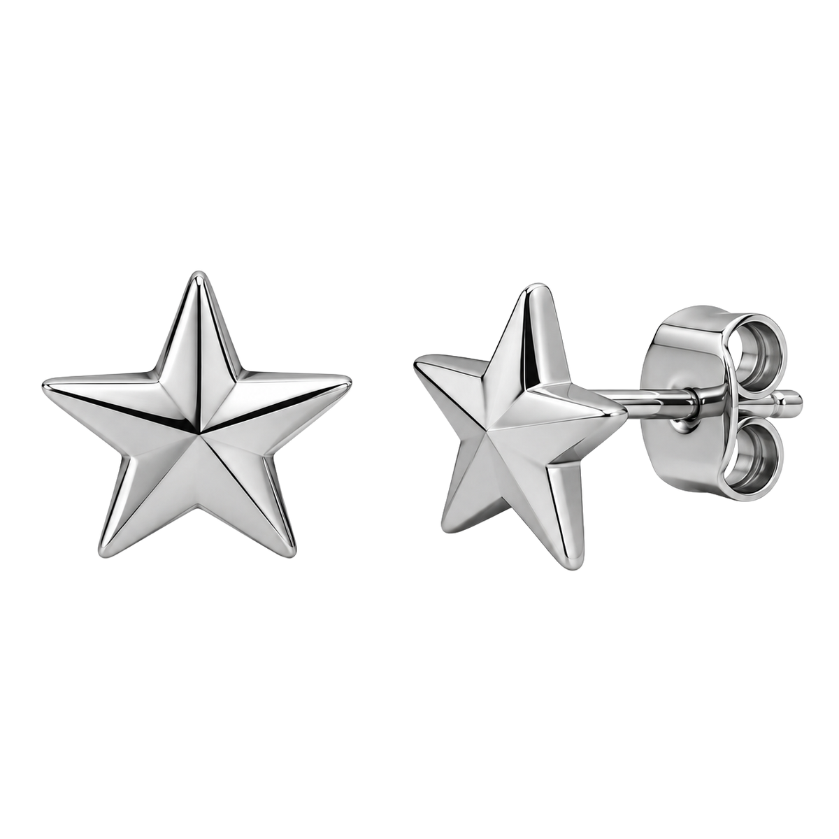 Polished Stainless Steel Star Stud Earrings | PENVOR CLARKKE