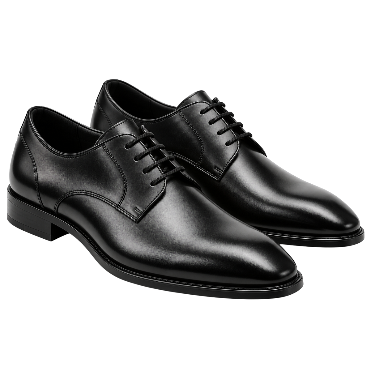 Polished Black Leather Derby Shoes | PENVOR CLARKKE