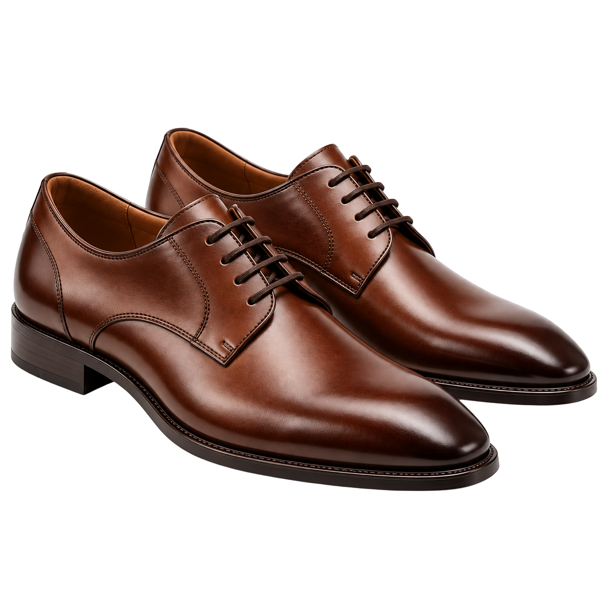 Polished Brown Leather Derby Shoes | PENVOR CLARKKE